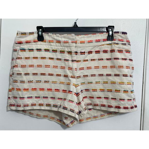 Loft Shorts Size 8 Cream Embroidered High Rise Preppy Country Club Boho - Picture 1 of 6